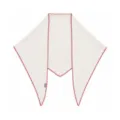 Écharpe triangulaire en tricot pour femme avec bordure festonnée rouge, foulard chaud. - Taille unique / Blanc Rouge