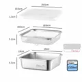 Panier égouttoir rectangulaire en acier inoxydable avec couvercle pour cuisine. - Ensemble Bassin avec Couvercle & Passoire - Bas