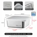 Conteneur de stockage de nourriture en acier inoxydable rectangulaire avec couvercle 2000ml - Ensemble Bassin avec Couvercle - Moyen