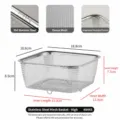 Détail de la passoire en acier inoxydable avec maille fine, matériau 304 et coins arrondis. - Passoire Inox - Haute
