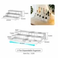 Organizzatore di profumi in acrilico trasparente estensibile scaffale da toeletta. - Scaffale Trasparente Estensibile a 3 Livelli / 1 Pezzo/Confezione