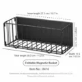 Panier de rangement magnétique noir pour réfrigérateur, organisateur suspendu en métal. - Panier en Maille Pliable / 1 Pièce / Noir
