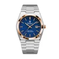 Stylish men's quartz watch with luminous hands, waterproof design, and stainless steel strap. - Silver Case Dark Blue Strap