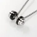 Close-up view of the fitness dumbbell pendant necklace showcasing intricate metallic details and finish. - Pendant Only (Without Chain) / Two-tone Black