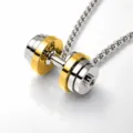 Stainless steel dumbbell pendant necklace for men, stylish fitness gym sports jewelry - Pendant Only (Without Chain) / Two-Tone Gold