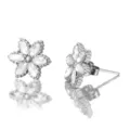 Edelstahl Zirkonia sechs Blumenblatt Ohrstecker Damen Modeschmuck elegante Ohrringe - Stahlfarbe - Sechsblättrige Blume