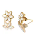 Modische sechsblättrige Blumen Ohrstecker aus Edelstahl mit glänzenden klaren Zirkonia. - Goldfarbe - Sechsblättrige Blume