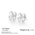 Edelstahl Blume Ohrstecker für Damen, Silber Zirkonia Kristall Blumen Schmuck Geschenk. - Stahlfarbe - Weißer Strass