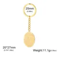Gouden roestvrijstalen honkbal sleutelhanger hanger, ovaal sport liefhebber sieraden cadeau. - Baseball / Goud