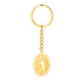 Gouden roestvrijstalen tennis sleutelhanger met gegraveerde hanger voor sportliefhebbers. - Tennis / Goud