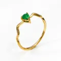 Wavy line titanium steel ring with green zircon gemstone minimalist chic jewelry for women - Size 7 / Gold Buckle Type 2