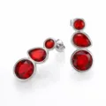 Silver triple red crystal drop earrings elegant vintage style fashion jewelry for women - Silver Style 5