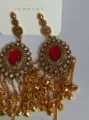 Vintage ethnic red rhinestone tassel bell earrings boho antique gold drop earrings for women - Center Stone Bell Style (weh6385) / Purple Antique Gold