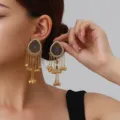 Vintage bohemian ethnic fringe bell earrings for women, exquisite rhinestone drop earrings. - Waterdrop Tassel Style (weh6387) / Royal Blue Antique Gold