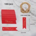 100pcs red thank you paper hang tags with 20m hemp rope for gift wrapping party decor - 100 Sheets/Pack / Red