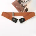 Vrouwen elastische onzichtbare riem zonder gesp casual jeans tailleband bruin mooi - camel