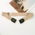 Onzichtbare elastische damesriem, verstelbare rekbare tailleband voor spijkerbroeken. - Beige