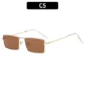Metal small frame square retro sunglasses, fashion sun protection eyewear for outdoor travel. - Gold Frame Tea Lens