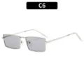 Retro small square metal sunglasses with grey lenses, stylish UV protection eyewear. - Silver Frame Light Gray Lens