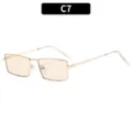Gold metal square glasses C7, retro vintage optical eyewear, stylish trendy slim frame. - Gold Frame Champagne Lens