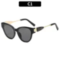 Elegante Retro Sonnenbrille für Damen, schwarzer Rahmen mit goldenen Bügeln für den Sommer. - Retro Quadratischer Rahmen Stil (8109) / Schwarzer Rahmen Graue Gläser