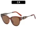 Stilvolle quadratische Retro-Sonnenbrille für Damen, Farbverlaufsgläser mit Marmordetail. - Retro Quadratischer Rahmen Stil (8109) / Transparent Roter Rahmen Braune Linsen