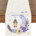 Table Runner Variant, Watercolor Moon Lantern Floral Print Fabric Tablecloth Decor - 33x180cm / Watercolor Moon Yellow Blue (ZQZ20-8)