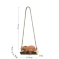 Mignon ours endormi balançoire décoration suspendue de voiture, pendentif de rétroviseur. - Type B Corde Courte / Café