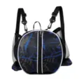 Vue détaillée du sac à dos de sport sphérique avec poches en filet, bretelles et fermeture éclair. - 10L / Camouflage Bleu Pied-de-Poule à Double Épaule