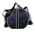 Vue détaillée du sac à dos rond pour sport, avec poches en filet et bretelles. - 10L / Camouflage Bleu Pied-de-Poule à Simple Épaule
