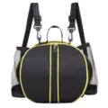 Vue détaillée du sac à dos de sport sphérique noir et jaune avec poches filet. - 10L / Noir à Double Épaule