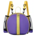 Sac à dos de basket-ball rond d'entraînement sportif avec poches filet et bretelles - 10L / Violet à Double Épaule