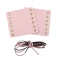 Pink leather handlebar grips covers with metal eyelets and laces for electric bikes scooters - Angular Edges / Pink