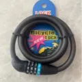 Portable bicycle combination lock 4-digit code secure bike cable lock cycling safety gear - One Size / Black