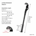 Adjustable aluminum alloy bicycle kickstand, 36.5-41.5cm length, 2-hole mount for mountain bikes. - 05D