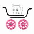 Children bicycle training wheels set with flashing pink wheels and mounting hardware brackets. - 12-20 / Pink Wheel + Bracket + Tool