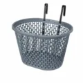 Plastic bicycle front basket with metal hooks for mountain bikes, commuter bikes and kids bikes. - One Size / Gray