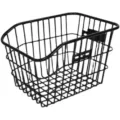 Black metal wire bicycle rear basket detail view, durable mesh design for convenient storage. - Small Black Tube Style
