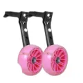 Roues d'entraînement pour vélo d'enfant, supports métalliques et roues roses lumineuses. - 16-24 / Support Noir + Roue Large Rose