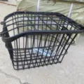 Heavy duty black metal bicycle basket with lid, large wire front basket for electric bike. - Black with Lid and Screws