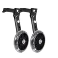 Paire de roues stabilisatrices de vélo de rechange avec roues clignotantes et supports noirs - 16-24 / Support Noir + Roue Étroite Noire