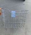 Silver metal wire bicycle front basket with mounting bracket, durable mesh storage basket for bike. - Large V Basket / Silver