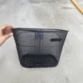 Durable black metal wire bicycle front basket with mesh design, easy to install for daily cycling. - Black