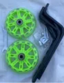 Kids bicycle training wheels flash wheels replacement set with metal brackets and wrench - 12-20 / Thickened Green Wheel