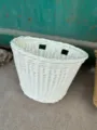White plastic woven bicycle front basket large capacity storage bin for electric bike scooter - No Lining / White