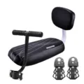 Kinderfahrrad Rücksitz mit Rückenlehne Griff und Fußstützen, sicheres Kissen für Kinder. - Schwarz + Armlehne + Schwarze Fußstütze