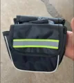 Durable black bicycle front frame bag with reflective strip for mountain bikes and cycling gear. - Medium Bag / Black