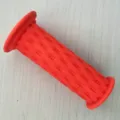 Vibrant orange woven style children bicycle handlebar grip soft rubber accessory for kids bike. - Red