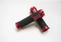 Bicycle handlebar grips mountain bike aluminum rubber non-slip red black pair detailed view - One Size / Red