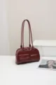 Vintage Burgundy Shoulder Bag Large Capacity PU Leather Commuter Handbag for Women - Red